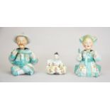 A pair of 19th century French Bisque porcelain nodding head figures of a Chinese couple, H. 11cm.