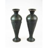 A pair of 1920's Egyptian design bronze vases, H. 23cm.