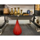 A vintage red lamp base and a quantity of other items.