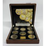 A cased set of limited edition 417/499 gold plated Britain's last five shilling crown coins with
