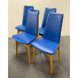 A set of four 1960's light elm and upholstered kitchen chairs.