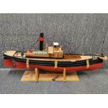 A large handmade fibreglass and wood working model of a river steamer, L. 102cm.
