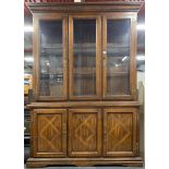 An attractive oak veneered display cabinet, 148 x 201cm.