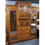 A superb large Victorian carved satinwood wardrobe, 185 x 223cm.