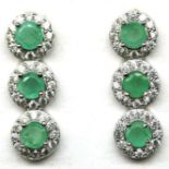 A pair of 925 silver drop earrings set with emeralds and white stones, L. 2cm. Condition NEW,