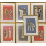 Seven gilt framed lithographs of Eastern costume, frame size 25 x 33cm. Provenance: estate of a