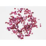 A bag of unmounted mixed cut rubies, approx. 33ct.