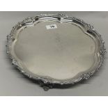 A hallmarked Birmingham c. 1930 silver salver, Dia. 32cm.