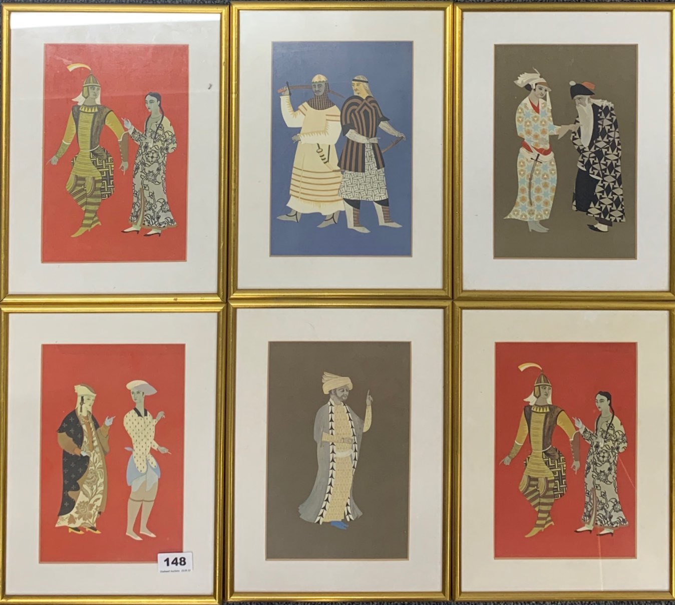 Seven gilt framed lithographs of Eastern costume, frame size 25 x 33cm. Provenance: estate of a - Image 2 of 2