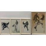 A group of four 1970's framed prints of horses, largest frame size 42 x 67cm.