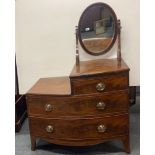 An unusual Georgian stepped chest of drawers with fitted dressing mirror, 105 x 150cm.