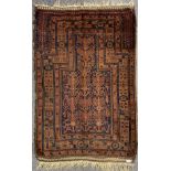 A Persian hand woven wool prayer rug, 90 x 134cm. Provenance: estate of a gentleman scholar