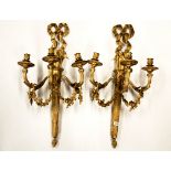 A pair of superb large 19th century gilt bronze candle sconces, H. 75cm.