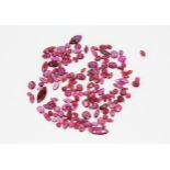 A bag of unmounted mixed cut rubies, approx. 28ct.