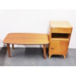 A 1960's teak Herbert Gibbs bedside cabinet and foldable coffee table.