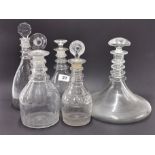 A group of five Georgian decanters, tallest H. 28cm. Provenance: estate of a gentleman scholar