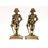 A pair of gilt brass soldier doorstops, H. 32cm.