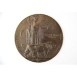 A WWI bronze death plaque for Stanley Victor Bradley, Dia. 12cm.