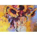 Silja Salmistu, "Sunflowers", soft (dry) pastel, 44 x 66cm, c. 2020. Soft pastel painting, painted