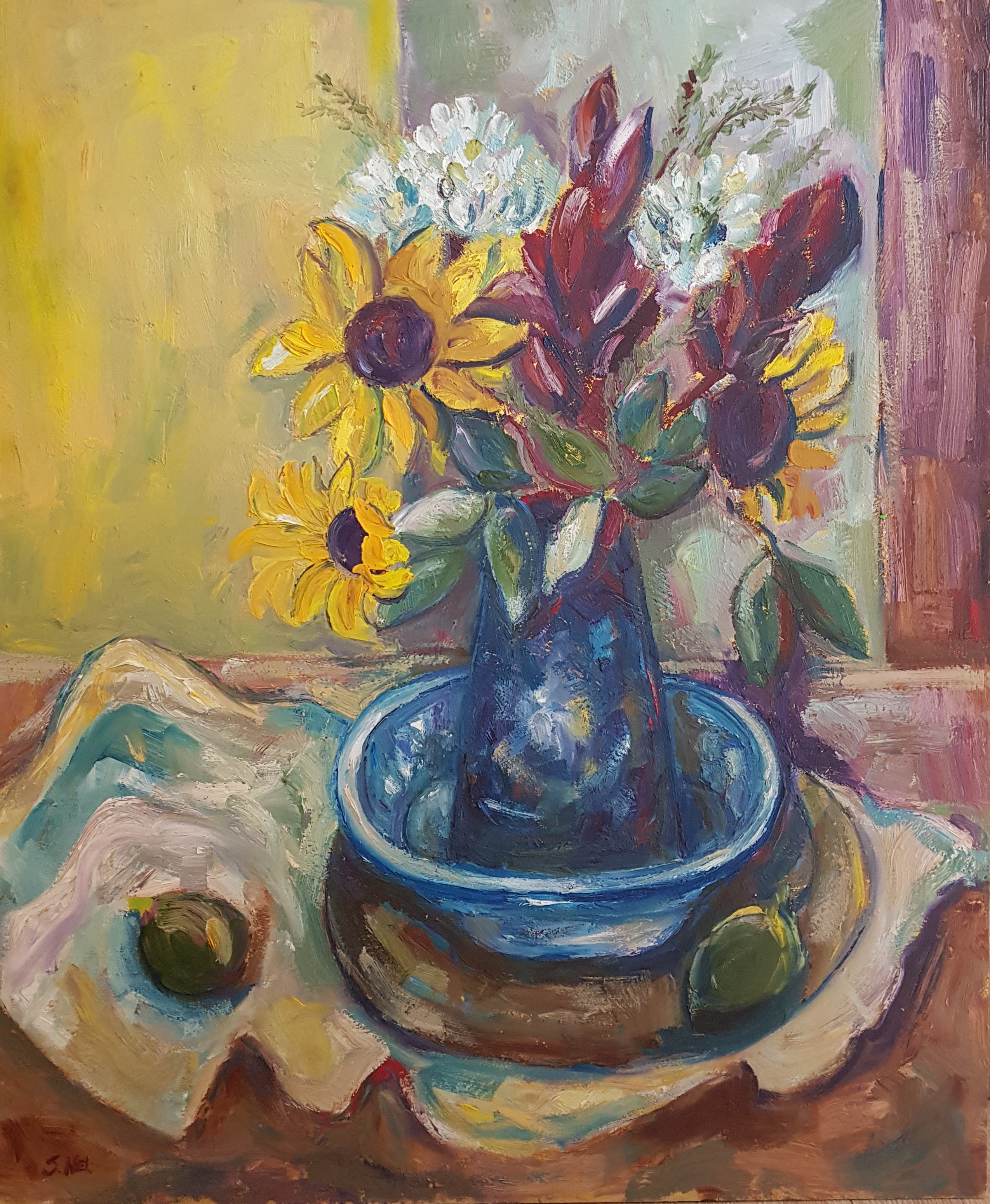 Sonja Nel, "Sunflowers", oil on canvas, 60 x 50cm, c. 2012. This is one of my early paintings and