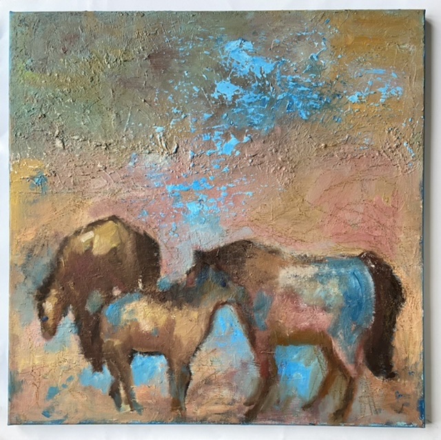 Margaret Lloyd, "Family", unframed oil on canvas, 50 x 50cm, c. 2021. I’m drawn to subjects in