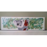 Sharon Raymond, "Koala Love", acrylic on canvas, 30 x 100cm, c. 2020. I used acrylics and pens for