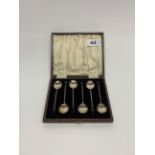 A set of six hallmarked silver coffee bean spoons, Birmingham c. 1926.