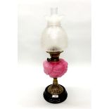 A lovely 19th century brass and glass oil lamp by Duplex, H. 58cm.