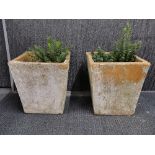 A pair of vintage square terracota garden planters, 31 x 31 x 32cm.