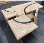 A group of four 1970's marble mosaic finished tables, largest 121 x 61 x 41cm. (A/F).