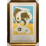 Salvador Dali: A gilt framed pencil signed engraving on chromolithograph embossed with