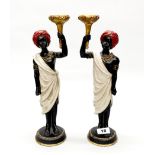 A pair of reproduction composition blackamoor candlesticks, H. 37cm.