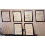 A set of six framed wine related advertising prints, frame size 35 x 46cm.