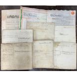 A collection of 19th century hand written documents on Vellum together with a copy of the 1808