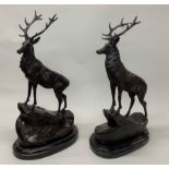 A large pair of bronze stags, H. 65cm.