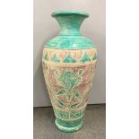 A large decorative hand painted terracotta vase, H. 112cm.