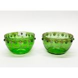 A lovely pair of 19th century 'beaded' glass bowls, Dia. 12.5cm H. 7.5cm.