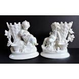 Antique Blanc de Chine Porcelain Cherub Vases. A beautiful pair of Blanc de China porcelain cherub