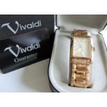 Gents Vivaldi Gold Plated Tank Watch New Boxed. Gents Vivaldi stainless steel yellow gold plated