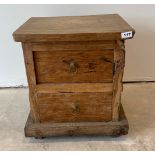 A rustic Eastern hardwood two drawer cabinet, 46 x 40 x 50cm.