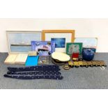 A quantity of Merchant Navy Captains items, including cap and ties, together with a painting of