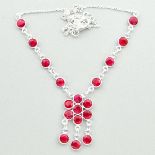 A 925 silver necklace set with rubies, approx. 18ct rubies, L. 40cm.