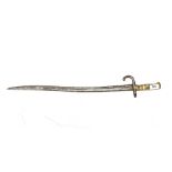 An antique French sword bayonet with brass hilt, L. 69cm.