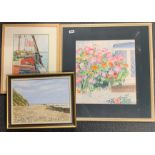 Daphne McSean; a large framed watercolour of flowers, together with a watercolour of Captain Cook'