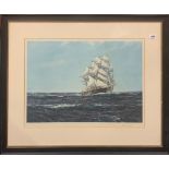 Montague Dawson (British), a pencil signed lithograph of a sailing ship with a gallery impressed