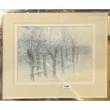 Robert King (British, b. 1936), a framed watercolour of hoar frost, frame size 60 x 51cm.