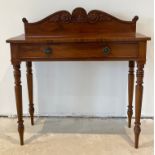 A pretty 19th century carved mahogany single drawer hall table, W. 90 x 35 x 101cm.