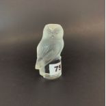 A Lalique crystal figure of an owl, H. 9cm.