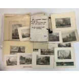 A collection of antique unmounted prints of London with a folding cloth map published by Cassell,