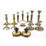 A group of mixed vintage candlesticks, tallest H. 22cm.